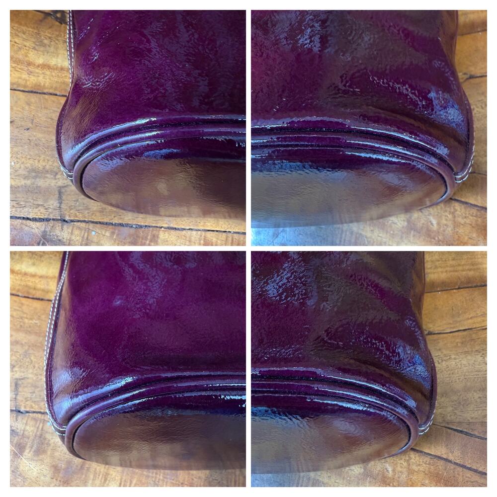 Vintage Dooney & Bourke Bordeaux Patent Leather Small Hobo Y2K Bag - Picture 8 of 10